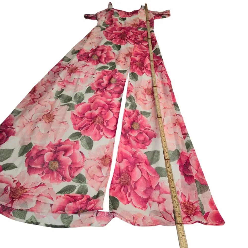 Crystal Doll Women Size‎ 5 Dress Floral Padded Pink Peony Slit Sleeveless Lined